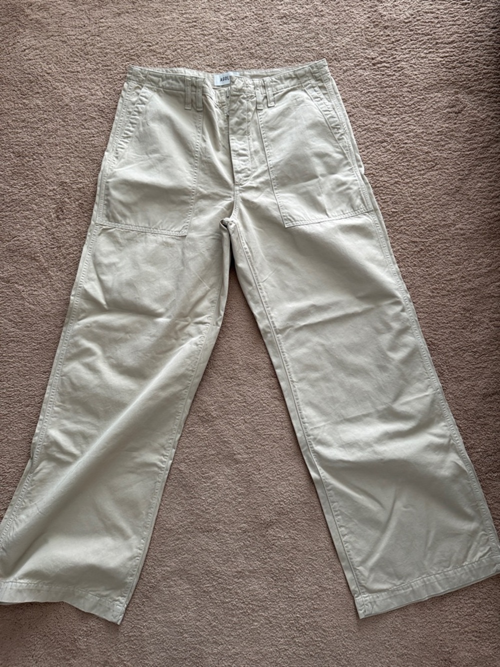Agolde Straight-Leg Utility Pants in Light Beige